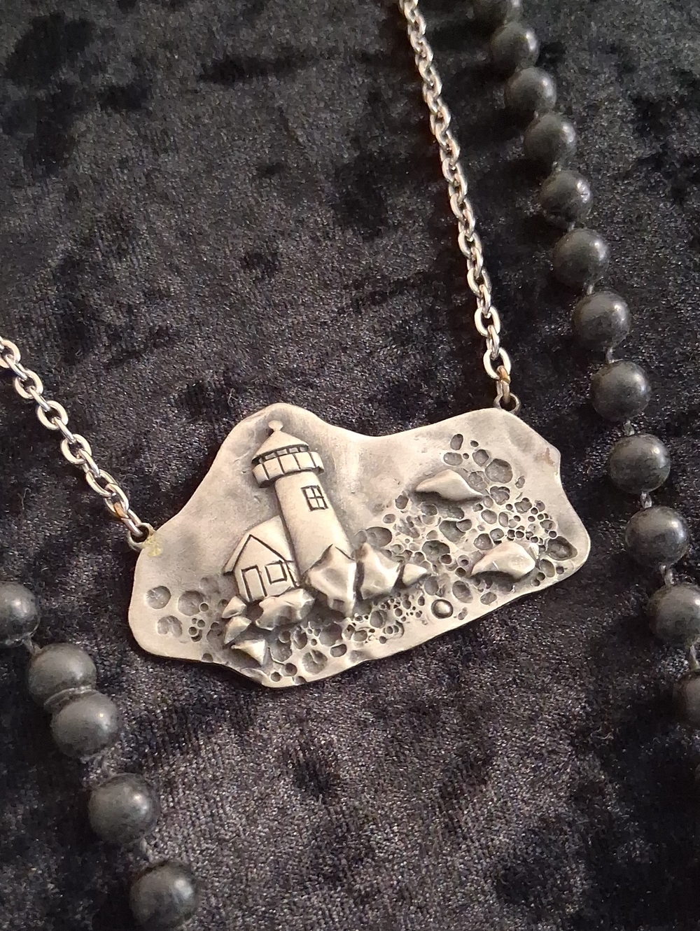 JJ. Lighthouse Pendant Necklace in Silver - Women's Jewelry 26 In Long